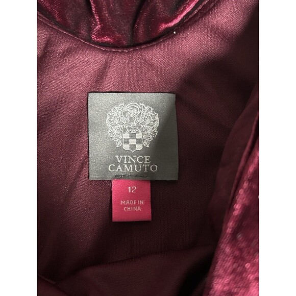 Vince Camuto Womens Red Velvet Cowl Neck Evening Dress Gown 12 Formal Holiday - Picture 9 of 11